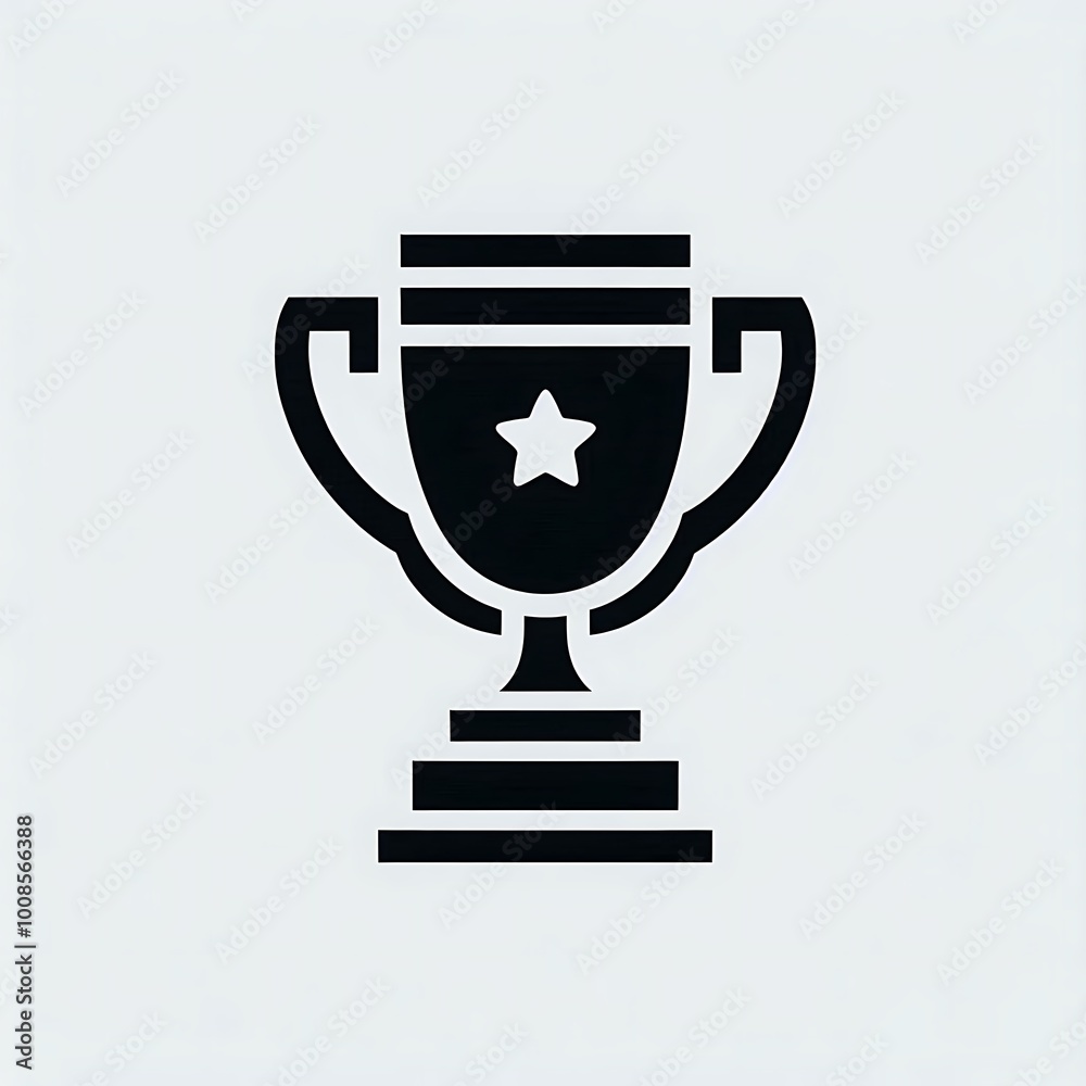 Trophy Icon - Black and White, Cup Shape Trophy Icon - Black and White, Cup Shape