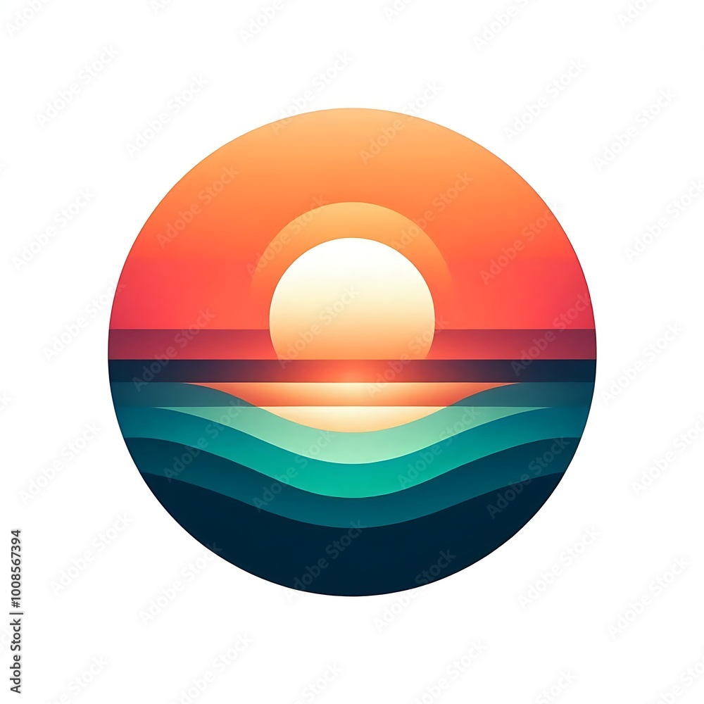 Calming Sunset Over Ocean Gradient Icon Calming Sunset Over Ocean Gradient Icon