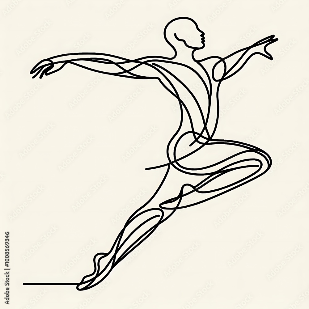 Graceful Dancer Icon with Flowing Lines	