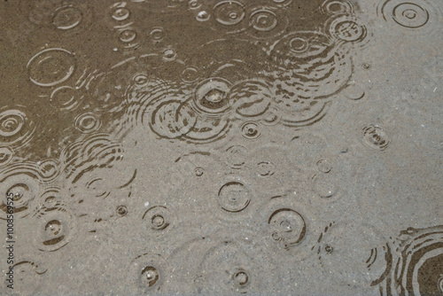 Water Splash Ripple Circles Backgrounds - Rain drop splash on pavement sidewalk during thunder storm