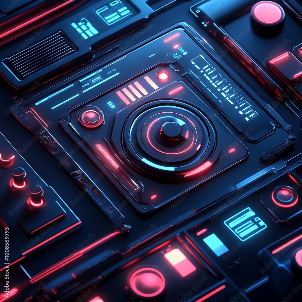 Obraz premium 3D Tech Augmentation Icon: Enhancements with Advanced Technology Illustration Logo