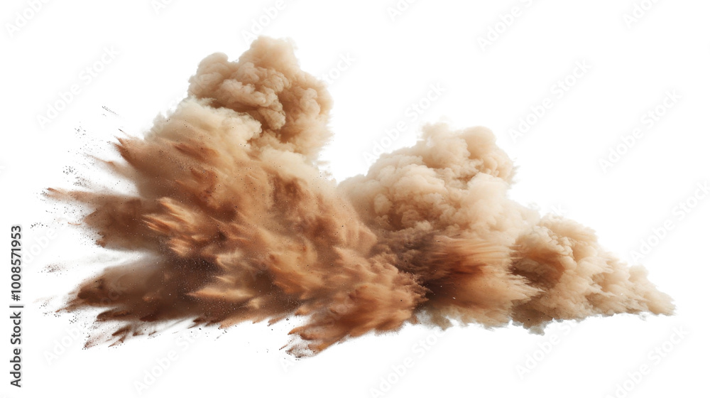 Sandstorm sand dust cloud flying on white background Sandstorm sand dust cloud flying on white background