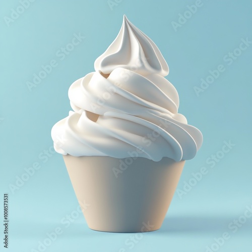 3D Whipped Cream Icon: Sweet Topping for Desserts Illustration Logo