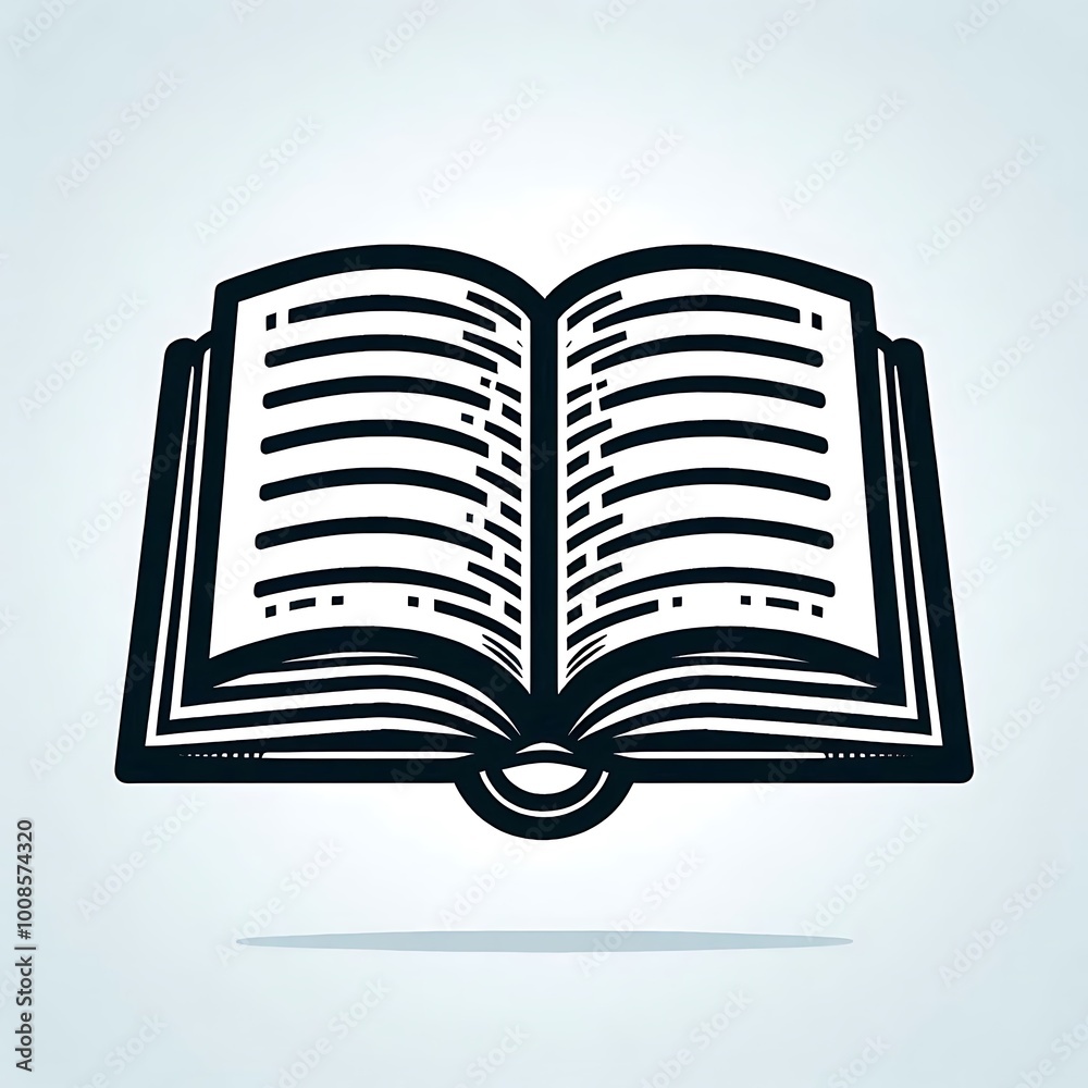 Black and White Vector Open Book Icon Black and White Vector Open Book Icon
