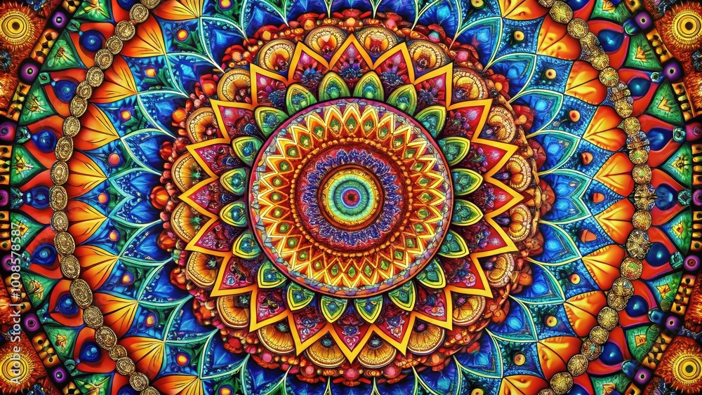 Obraz premium Intricate Eternity Pattern Design with Symmetrical Shapes and Vivid Colors for Modern Aesthetic Appeal
