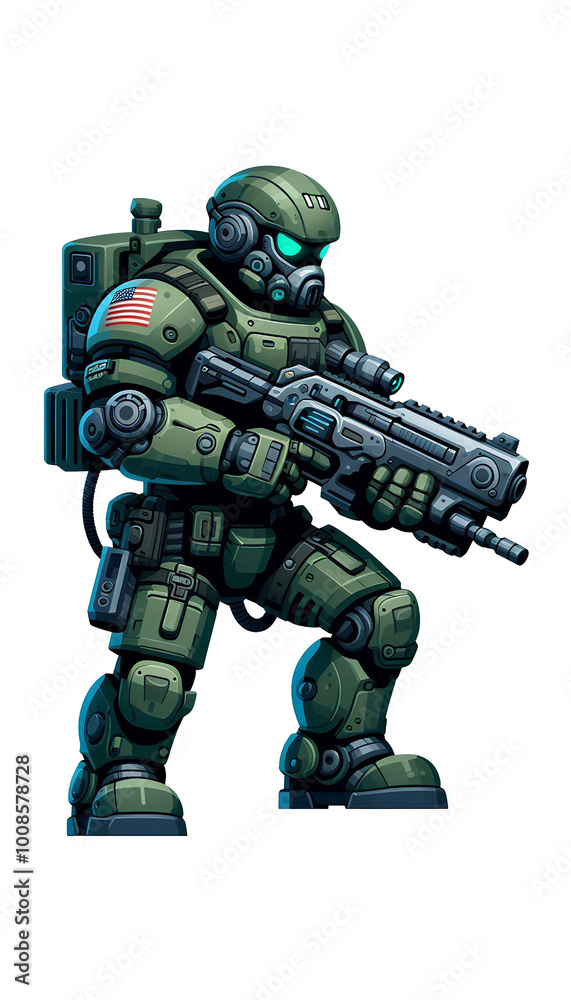 Cartoon Sci-Fi Marine Soldier with Gun Cartoon Sci-Fi Marine Soldier with Gun