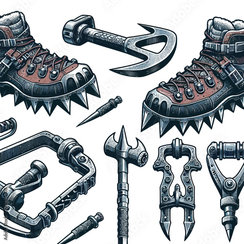 Crampons set illustration