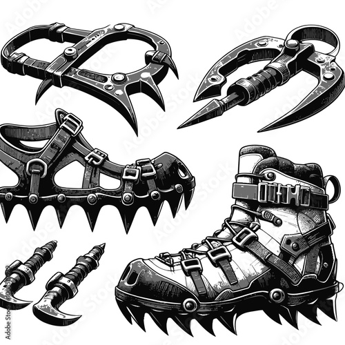 Crampons set illustration