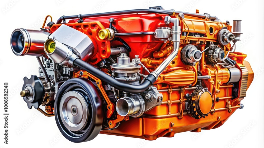 Isolated Engine on White Background for Automotive and Mechanical Design Concepts and Presentations Isolated Engine on White Background for Automotive and Mechanical Design Concepts and Presentations