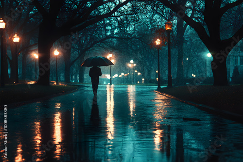 raining city street at night