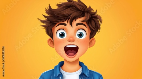 Boy Expressing Surprise and Astonishment in Bright Setting