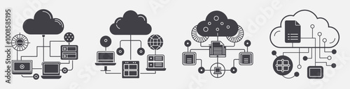 cloud technology themed template collection, security compliance scalability privacy