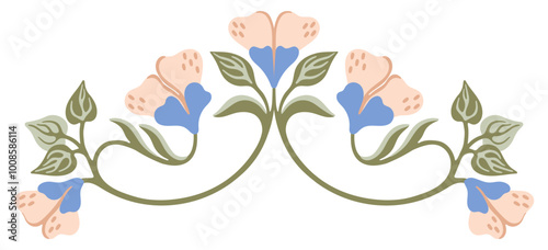 Art Nouveau floral border. Decorative element. Vector.