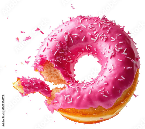 PNG Exploding pink donut sweets food confectionery.
