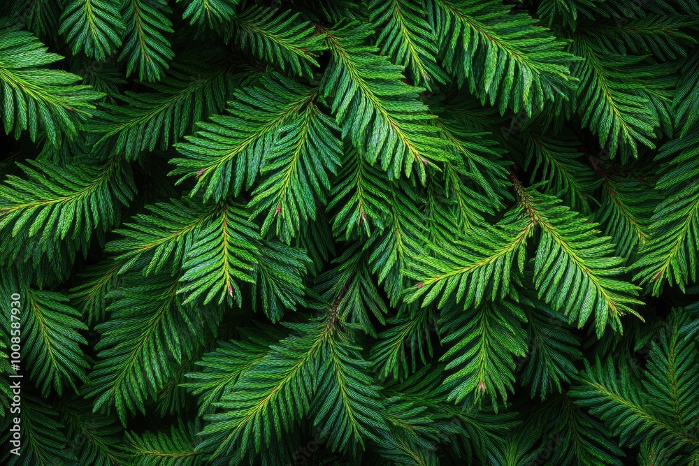 Lush Green Evergreen Branches Close Up Lush Green Evergreen Branches Close Up