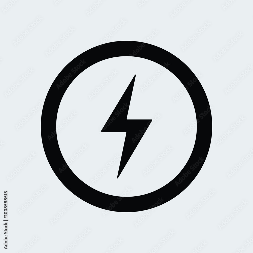 Electric power, charging energy on off push icon. Charge lightning symbol