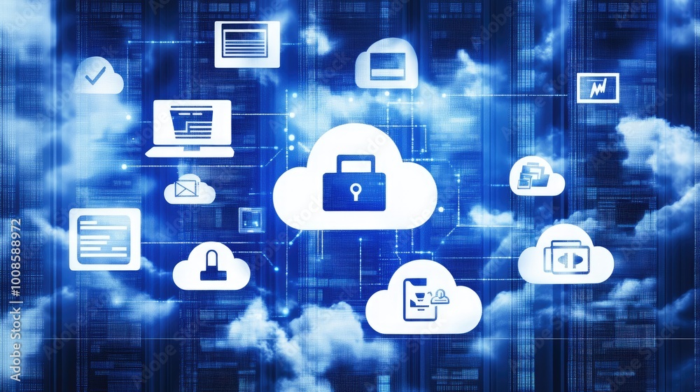 A futuristic digital network overlay displaying online banking and financial services data, with cloud icons and financial transaction information, symbolizing secure exchanges. A futuristic digital network overlay displaying online banking and financial services data, with cloud icons and financial transaction information, symbolizing secure exchanges.