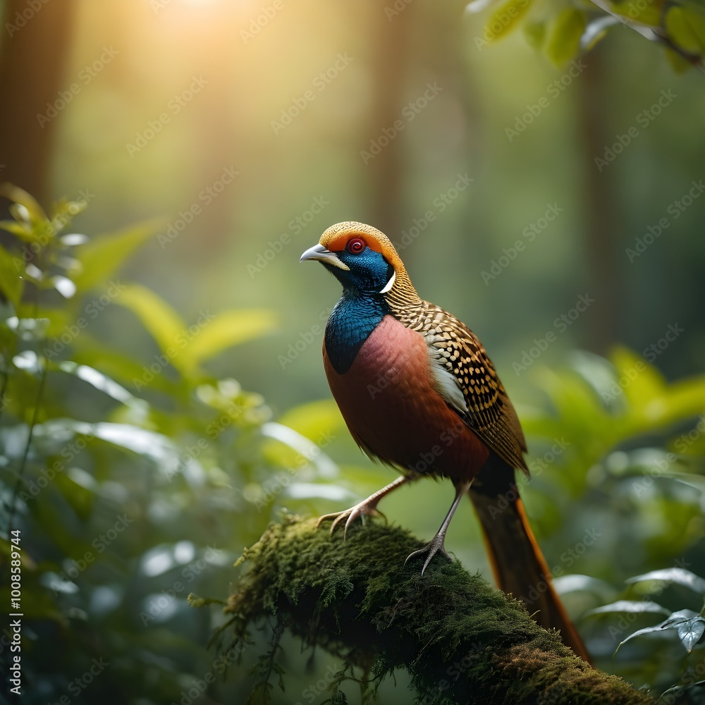 Golden Elegance: Serene Capture of a Golden Pheasant in Soft Sunlight Golden Elegance: Serene Capture of a Golden Pheasant in Soft Sunlight