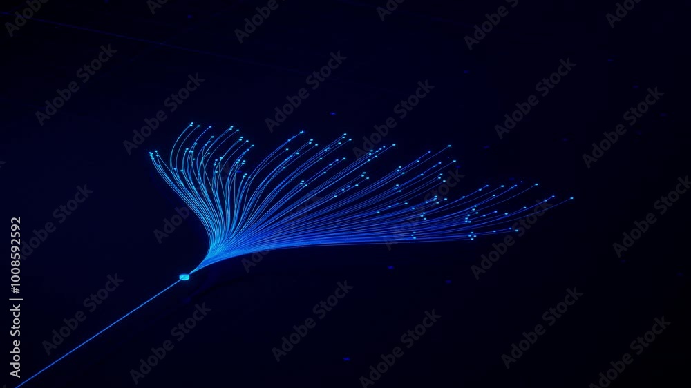 3D Illustrative Animation of Colorful Branching AI Neural Network on Dark Background. Visualization of Artificial Intelligence, Complex Algorithms, Chatbot, Machine Learning and Large Language Models