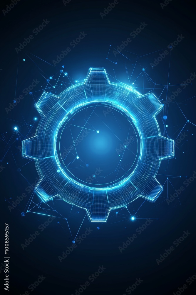 Glowing Blue Gear Futuristic Technology Background With Abstract Design And Digital Illustration Glowing Blue Gear Futuristic Technology Background With Abstract Design And Digital Illustration