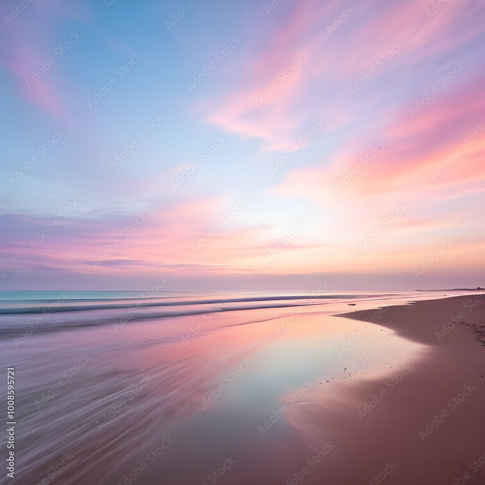 Serene Pastel Sky Over Tranquil Beach