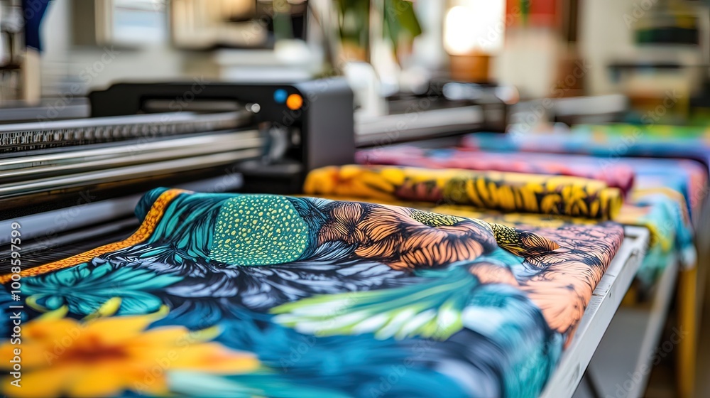 Fabric Printing Machine in a Creative Studio Fabric Printing Machine in a Creative Studio