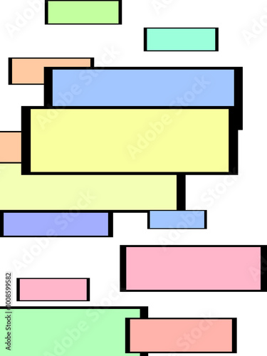 A bright and cute design with pastel colored line and plane shapes.