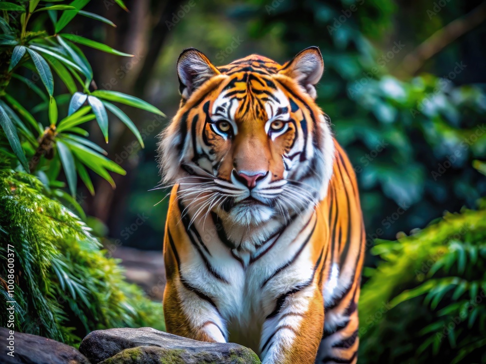 Fototapeta premium Majestic Chinese Tiger in Vibrant Colors Showcasing Strength and Beauty in Natural Habitat