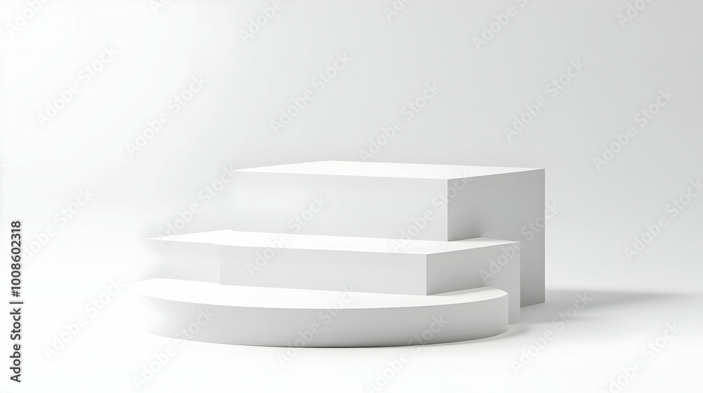 3D Render of a White Geometric Platform with Rounded Edges for Product Display 3D Render of a White Geometric Platform with Rounded Edges for Product Display