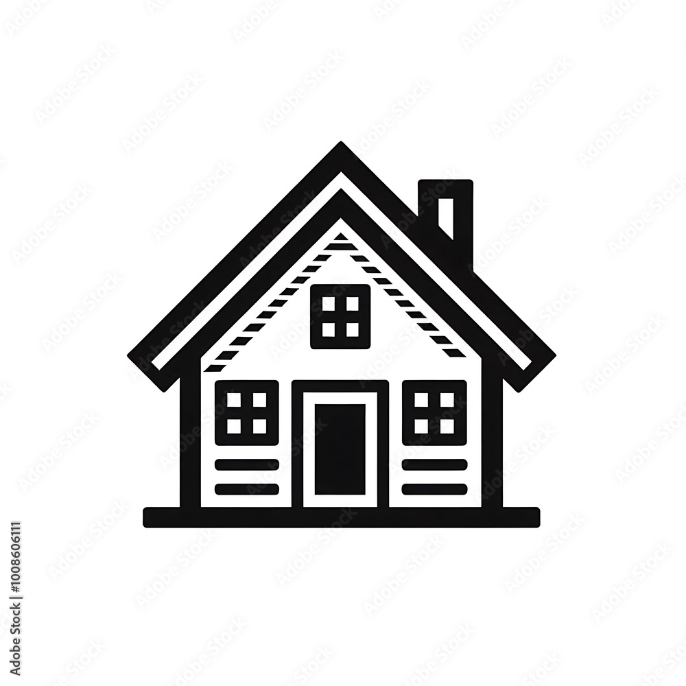 Minimalist Black and White Line Art of a Modern Home Minimalist Black and White Line Art of a Modern Home