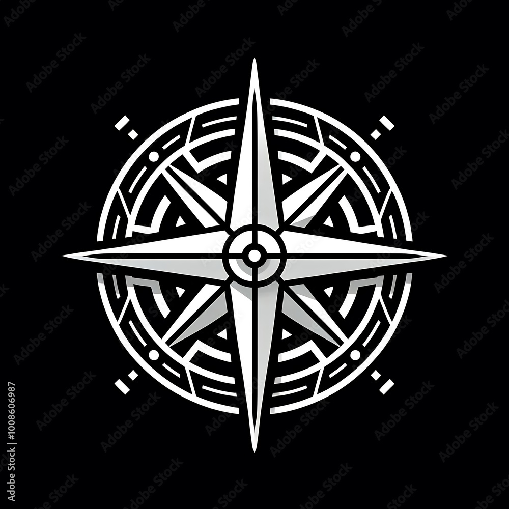 Minimalist Geometric Compass Icon Minimalist Geometric Compass Icon