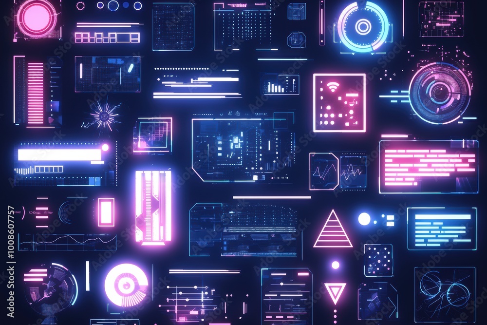 © S. CREATOR Studio - Futuristic Digital Interface with Neon Elements © S. CREATOR Studio - Futuristic Digital Interface with Neon Elements