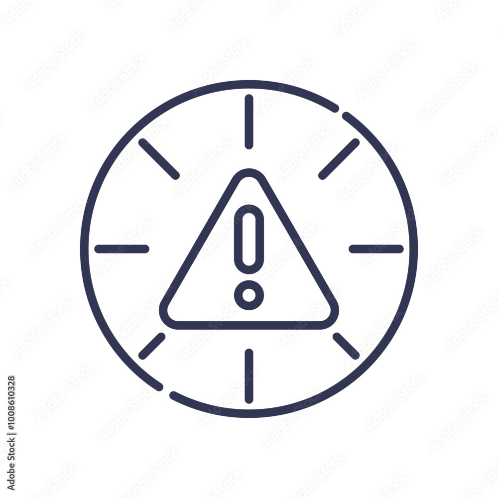 A warning symbol inside a clock, indicating urgency and alertness. A warning symbol inside a clock, indicating urgency and alertness.
