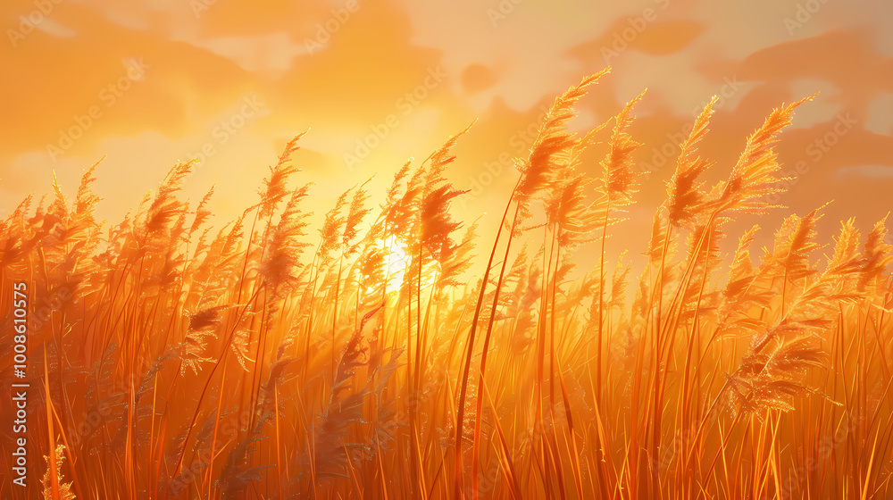 field of wheatgrass in the sunset Generated AI field of wheatgrass in the sunset Generated AI
