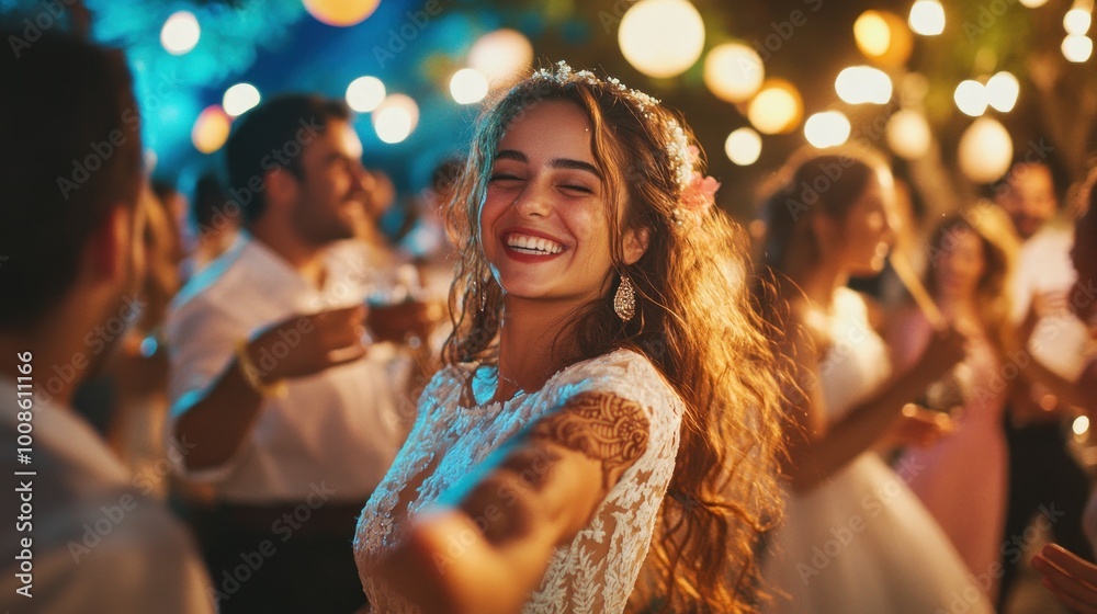 Fototapeta premium Bride Dancing at a Festive Wedding Reception