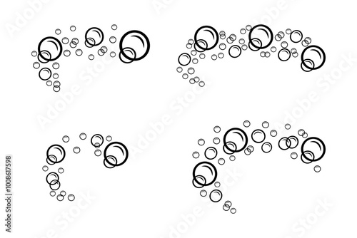 Linear soap bubbles for shampoo design. Doodle style air bubble arc. Outline vector illustration of fizzy drink foam.