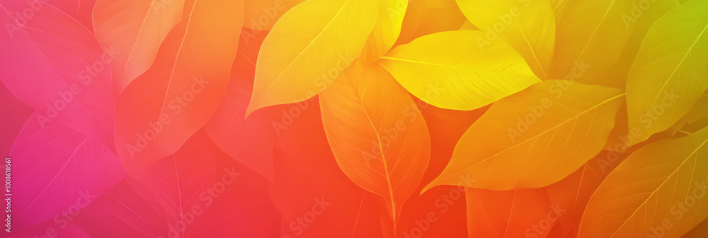 Smooth bright gradient background with vibrant autumn colors and fall leaves. Education and business. Generative AI