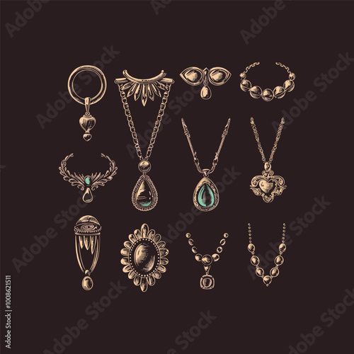 Set of jewelry vintage design