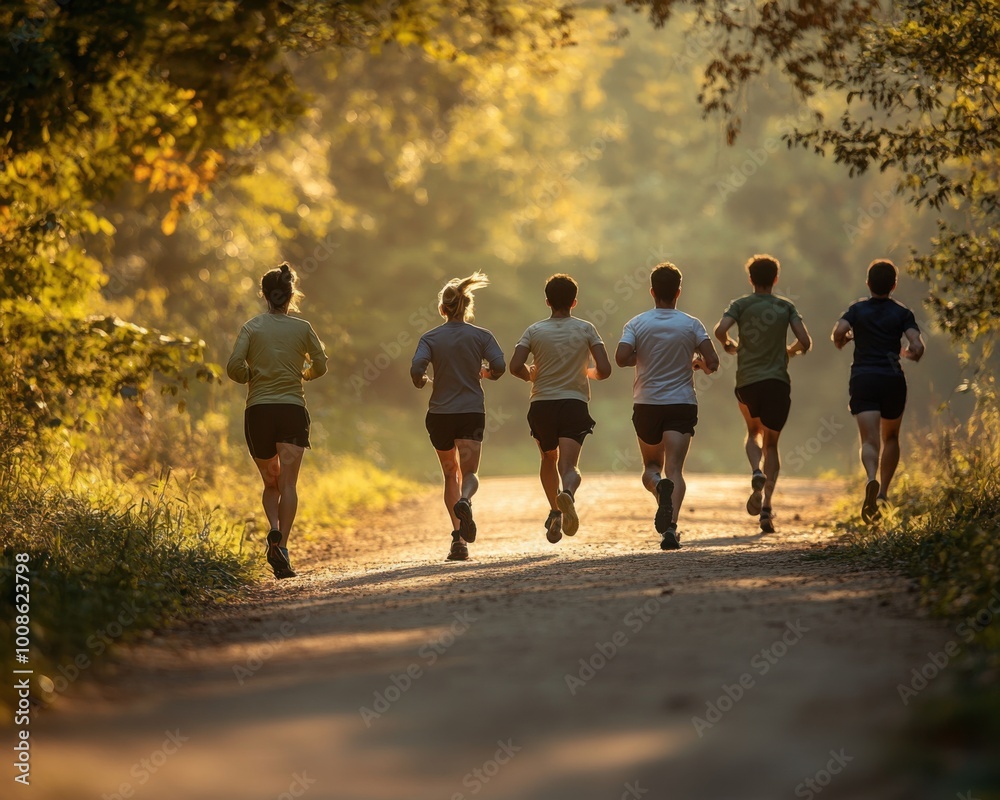 Obraz premium People in a running club engage in joint activity