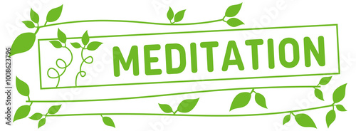 Meditation Green Leaves Lines Horizontal Box Text 