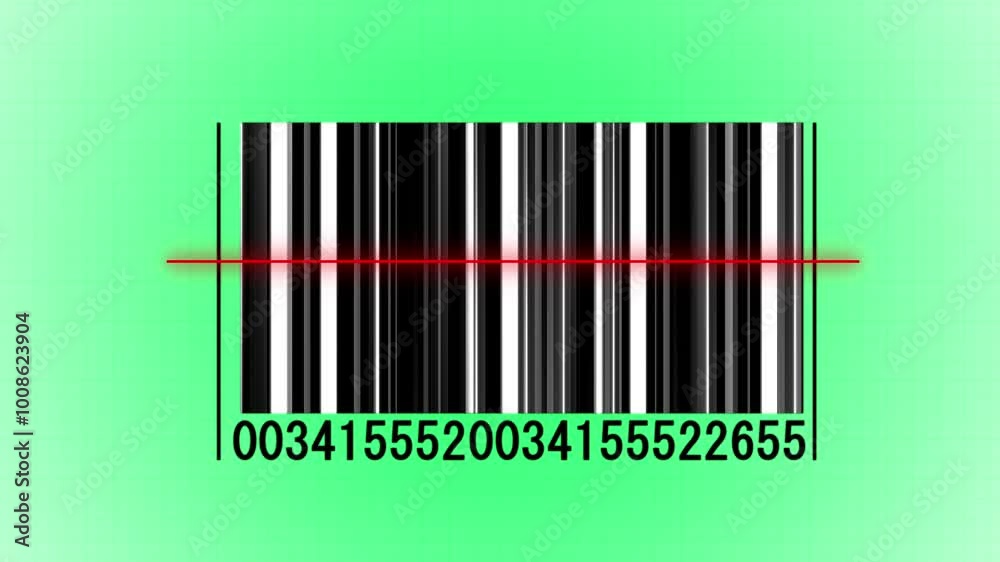 Retail label barcode scanning, close-up view Retail label barcode scanning, close-up view