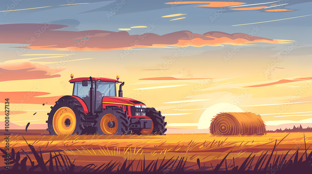 Obraz premium farming tractor on field Generated AI