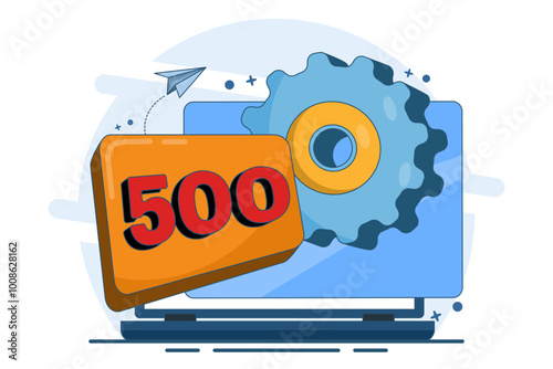 Error code concept 500 Internal Server Error. Equipment with Status Code 500. Server error with code 500, Something went wrong on the website hosting server, fix the problem on the website.