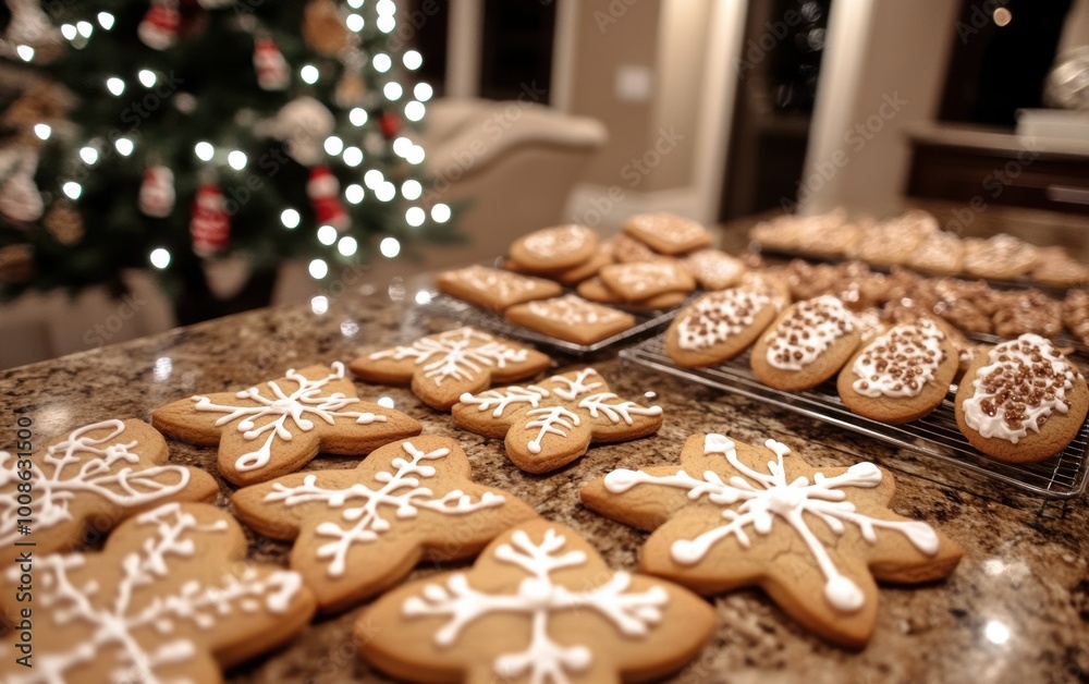 Beautifully decorated gingerbread cookies on a festive table ready for holiday decorating and baking joy in a cozy home setting Beautifully decorated gingerbread cookies on a festive table ready for holiday decorating and baking joy in a cozy home setting