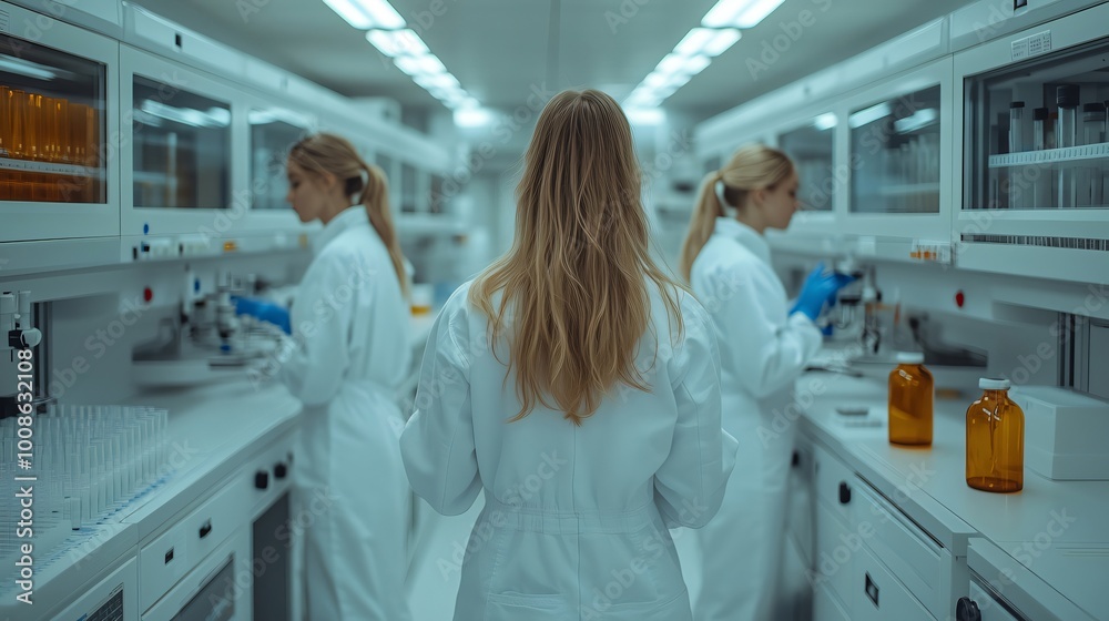 Team of scientists working in a modern laboratory Team of scientists working in a modern laboratory