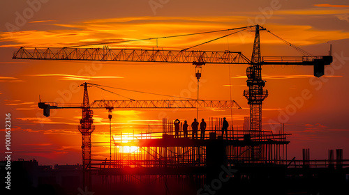 construction site at sunset  generated AI