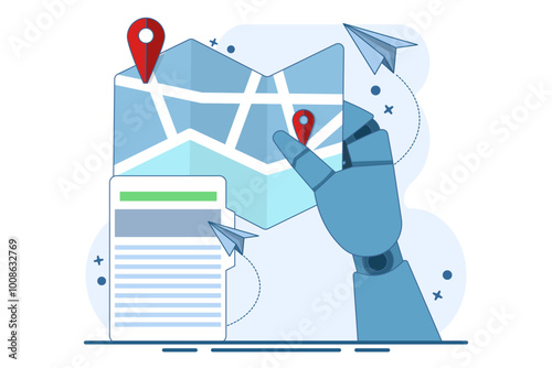 map concept. map UI elements. Geographical position and address. GPS location, bar and dashboard templates. web design for mobile apps with theme interface. flat vector illustration.