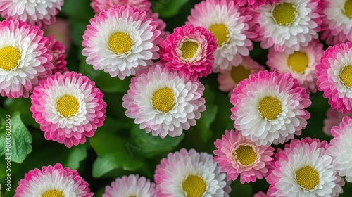 Close-up of Delicate Pink and White Daisies