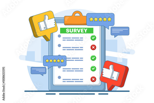 online survey concept, Customer Survey Form Filling Test, Customer experience and satisfaction. questionnaire or survey. filling or answering questions on a form. collecting information.