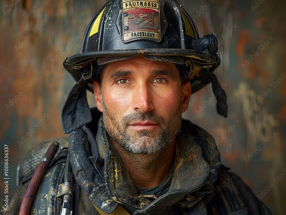Firefighter Portrait: A Look of Determination Firefighter Portrait: A Look of Determination